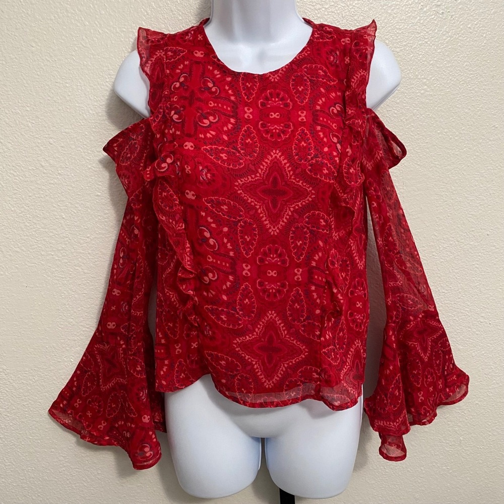 Hollister Women's Whimsical Flare Sleeve Cold Shoulder Top S Indie Sleaze Boho